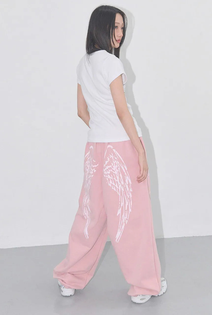 【Fancy Club】 ANGEL VINTAGE SWEATPANTS [Black / Blue / Gray / Pink]