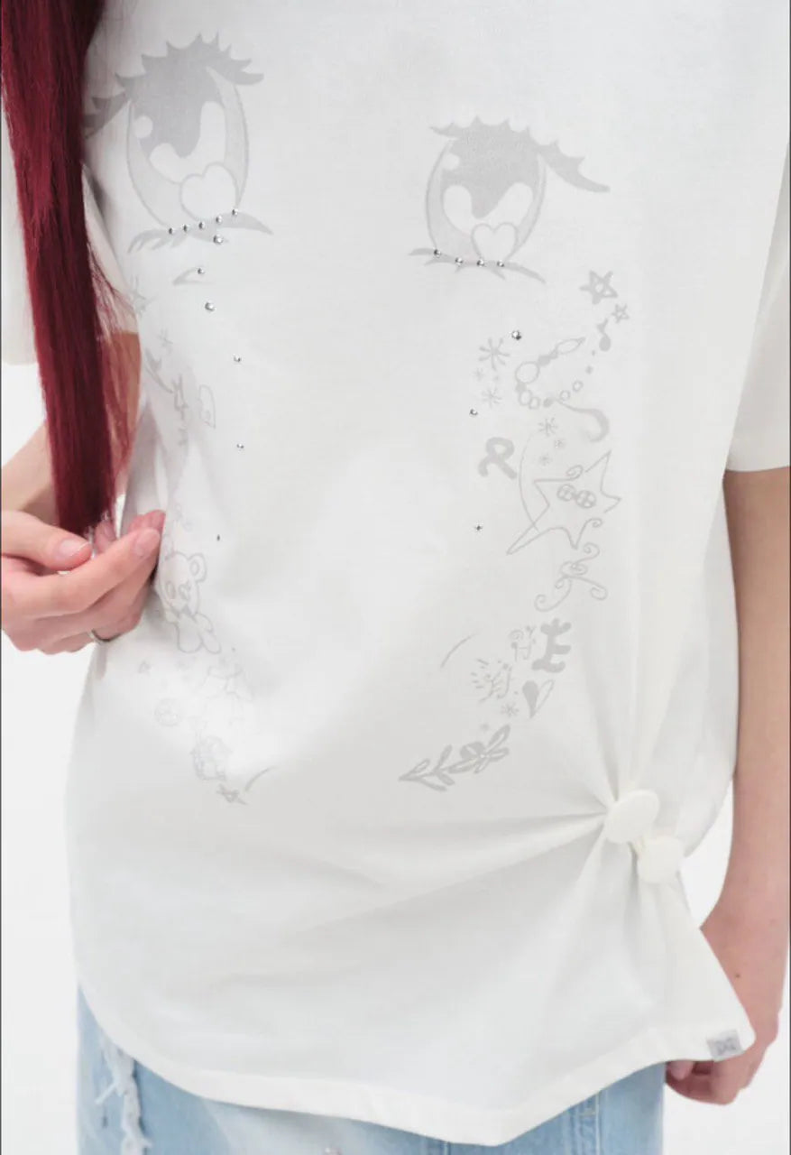 【typeservice】Cry Eyes Half Sleeve Top