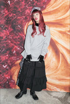 【typeservice】Check Panel Ruffle Skirt [Black]