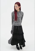 【typeservice】Check Panel Ruffle Skirt [Black]