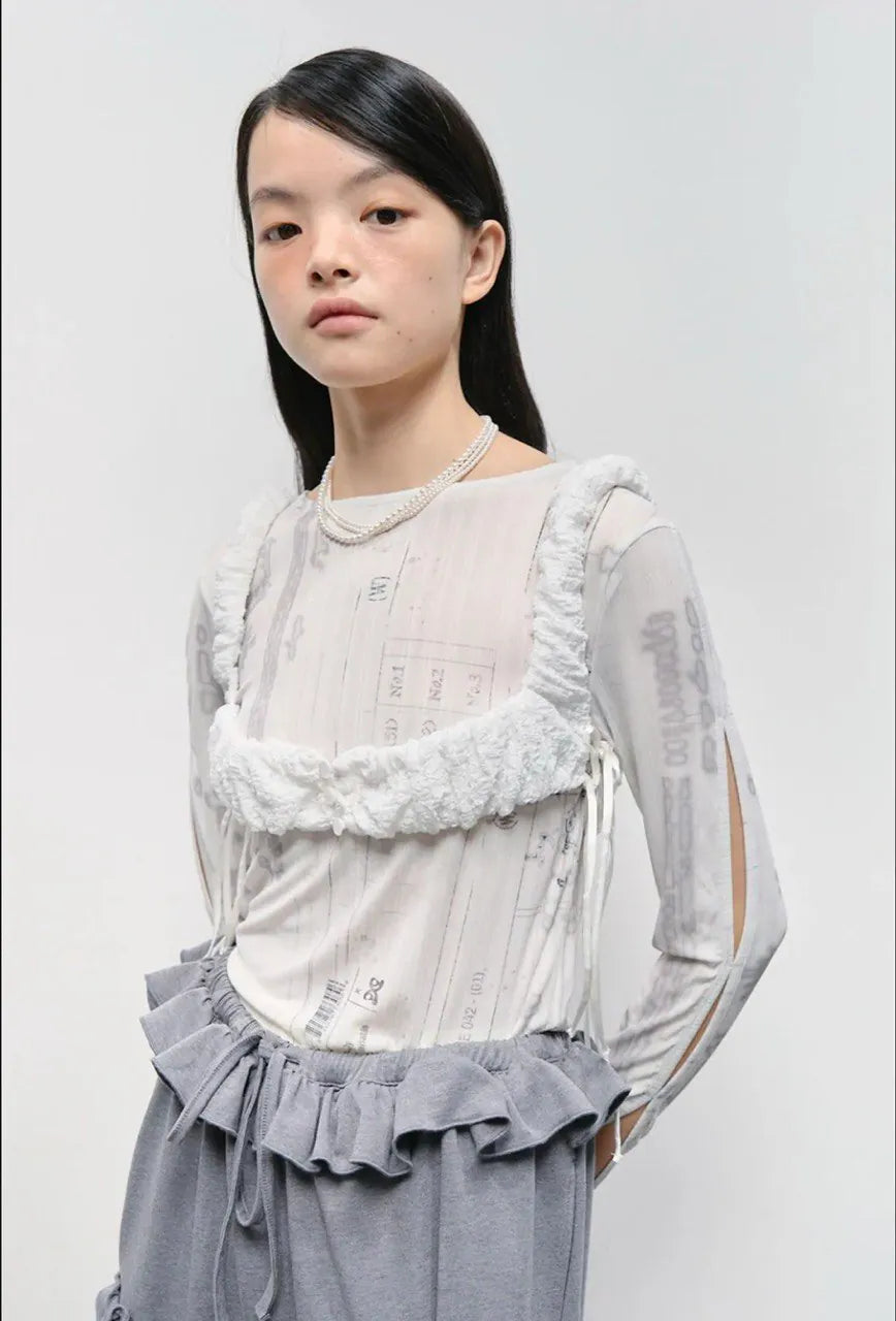 【typeservice】Sleeve Cut Out Top [Gray]