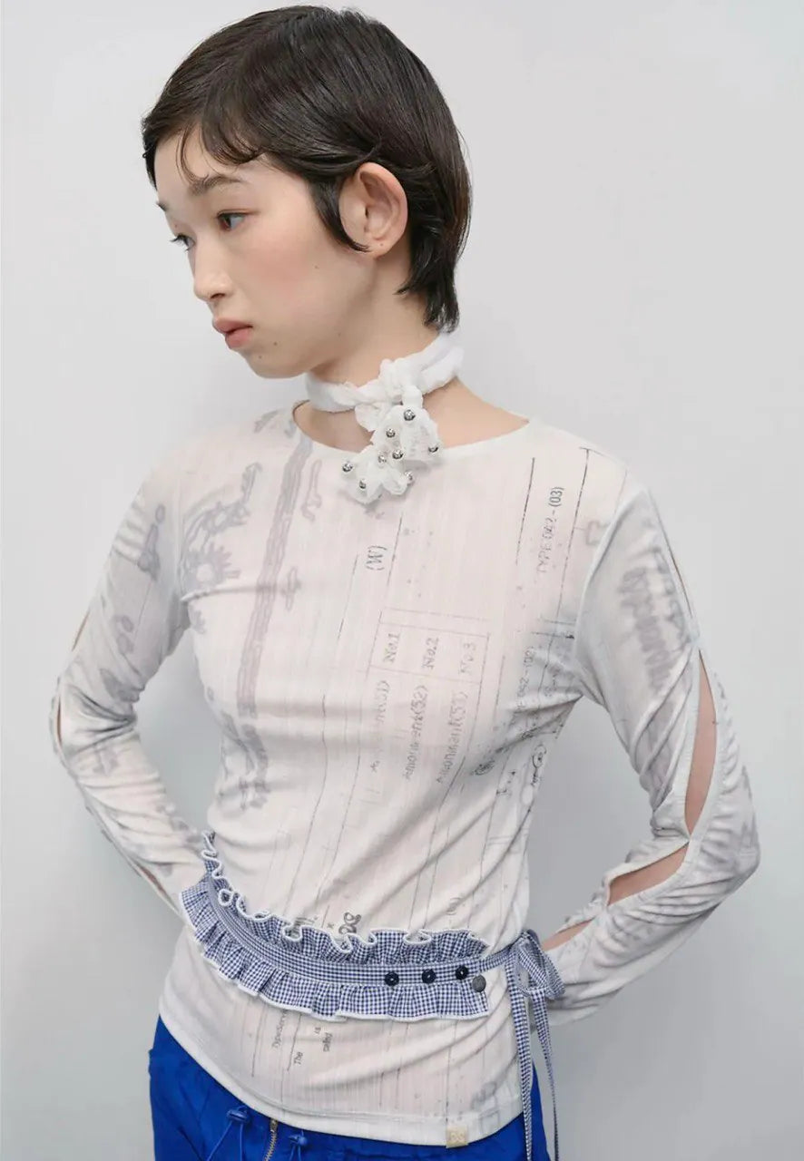【typeservice】Sleeve Cut Out Top [Gray]