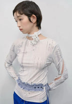 【typeservice】Sleeve Cut Out Top [Gray]