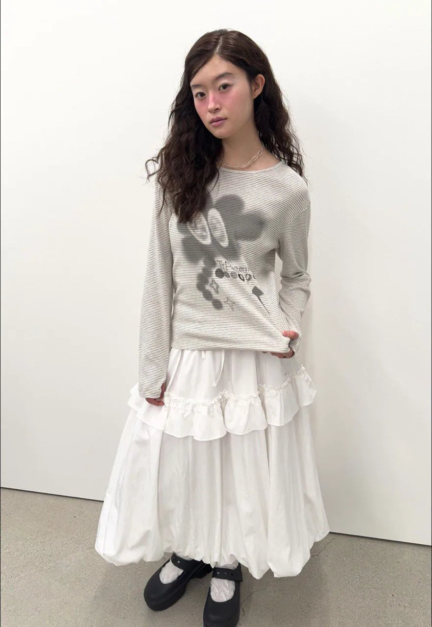 【typeservice】Buttoned Airbrush Top [Charcoal / White]