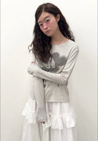【typeservice】Buttoned Airbrush Top [Charcoal / White]