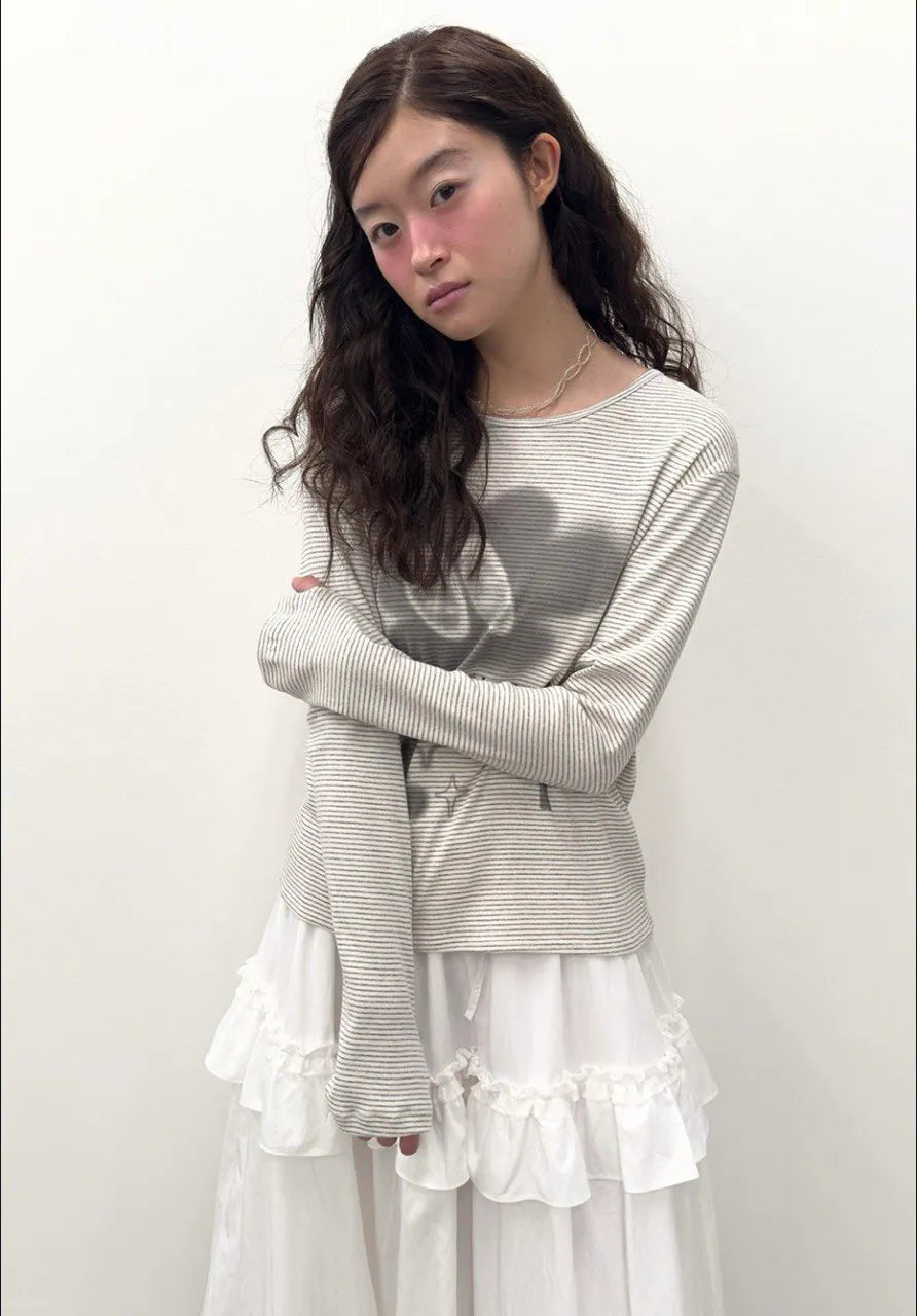 【typeservice】Buttoned Airbrush Top [Charcoal / White]
