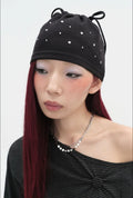 【typeservice】Hotfix Drawstring Beanie [Black / Charcoal]