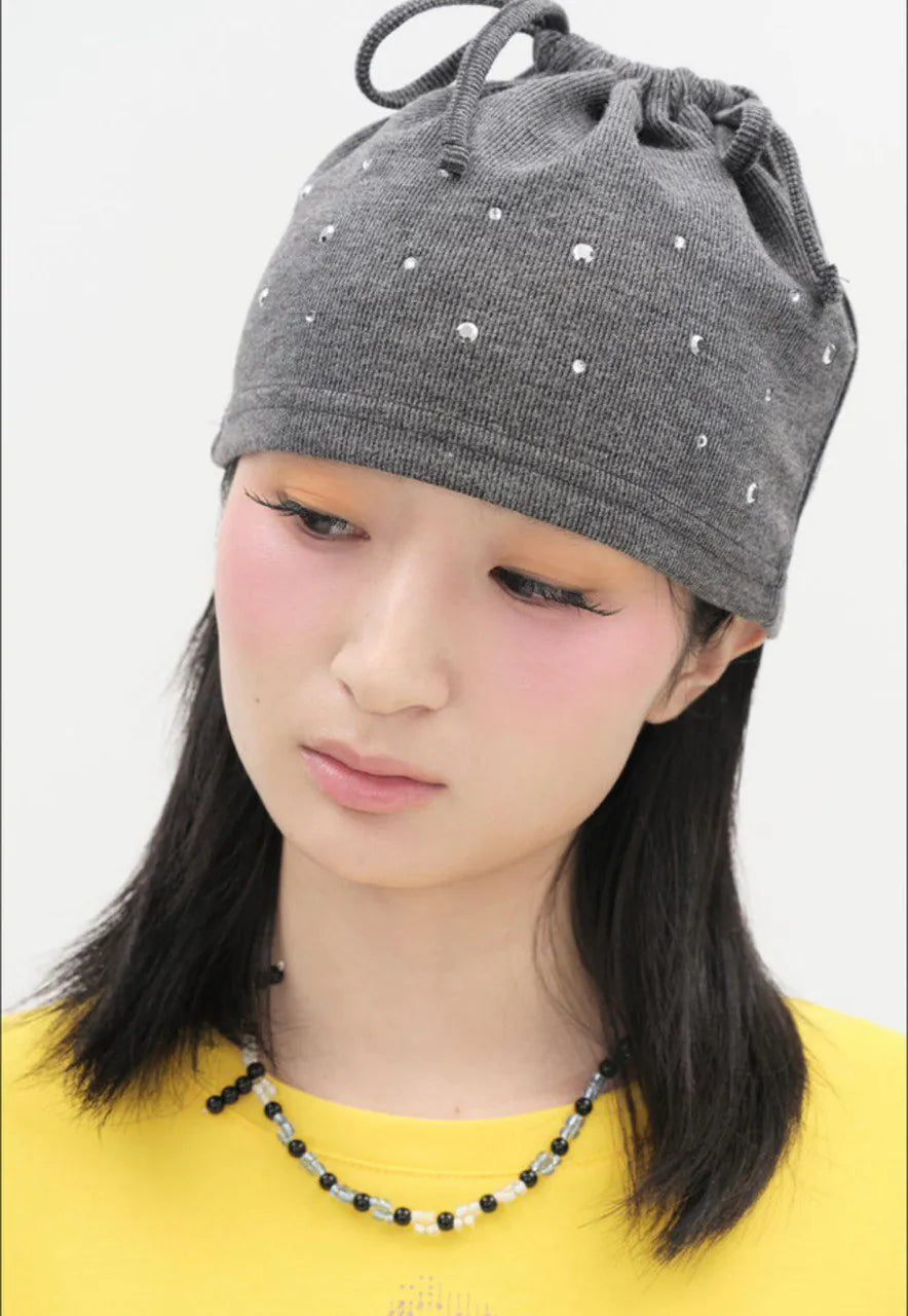 【typeservice】Hotfix Drawstring Beanie [Black / Charcoal]