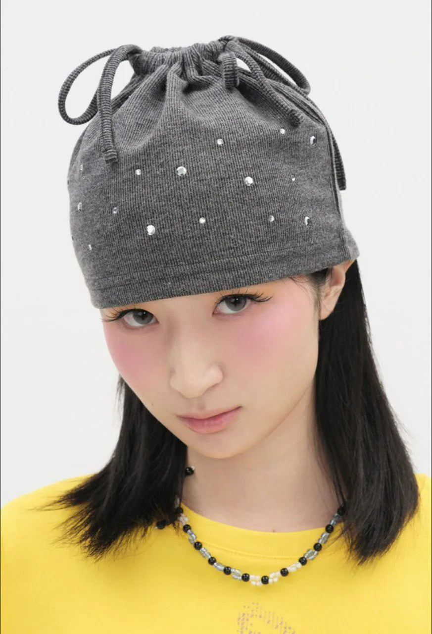 【typeservice】Hotfix Drawstring Beanie [Black / Charcoal]