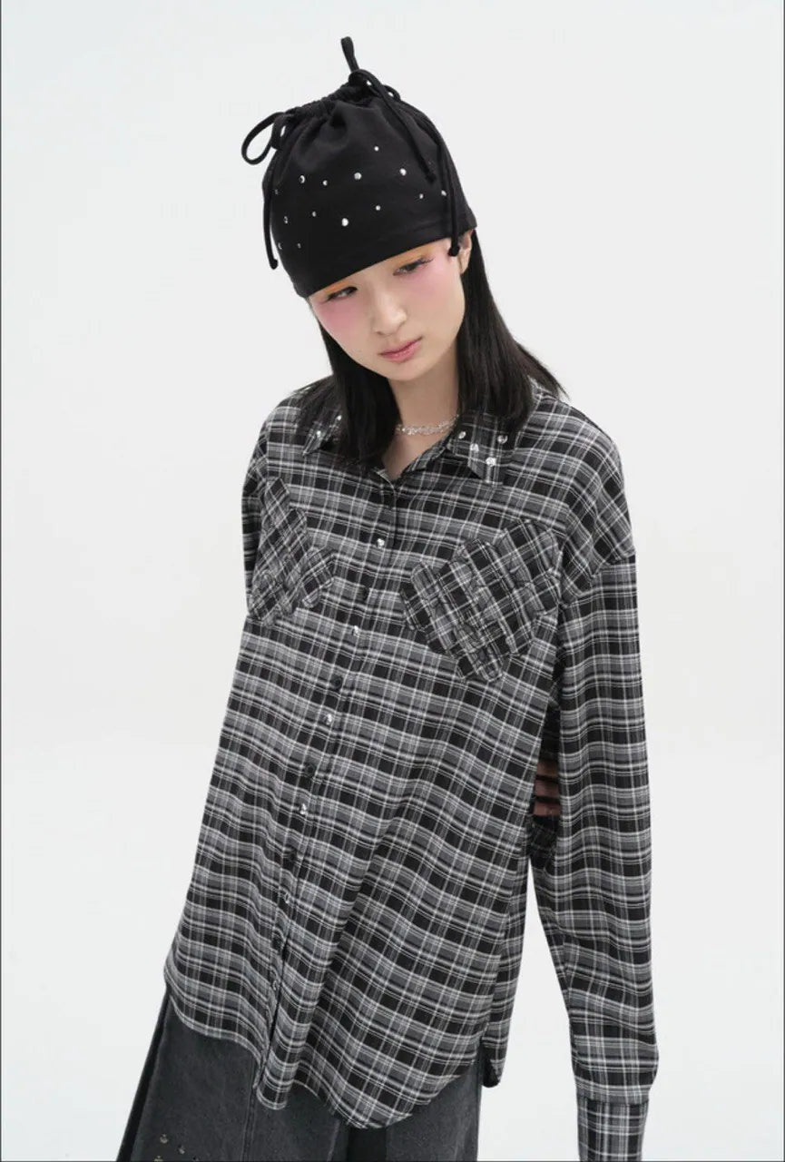 【typeservice】Hotfix Drawstring Beanie [Black / Charcoal]