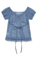【Uglyshadow】 DOT SHIRRING BLOUSE [ BLACK / BLUE ]