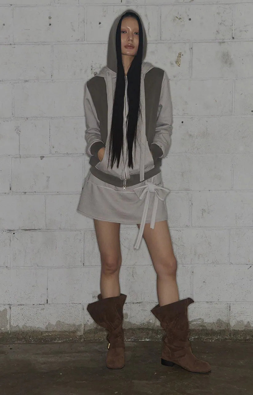 【Fancy Club】DYE-WASH TIE SKIRT [Brown]