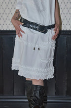 【Fancy Club】SHUSHU FRILL BLACK MIDI SKIRT [Black / White]