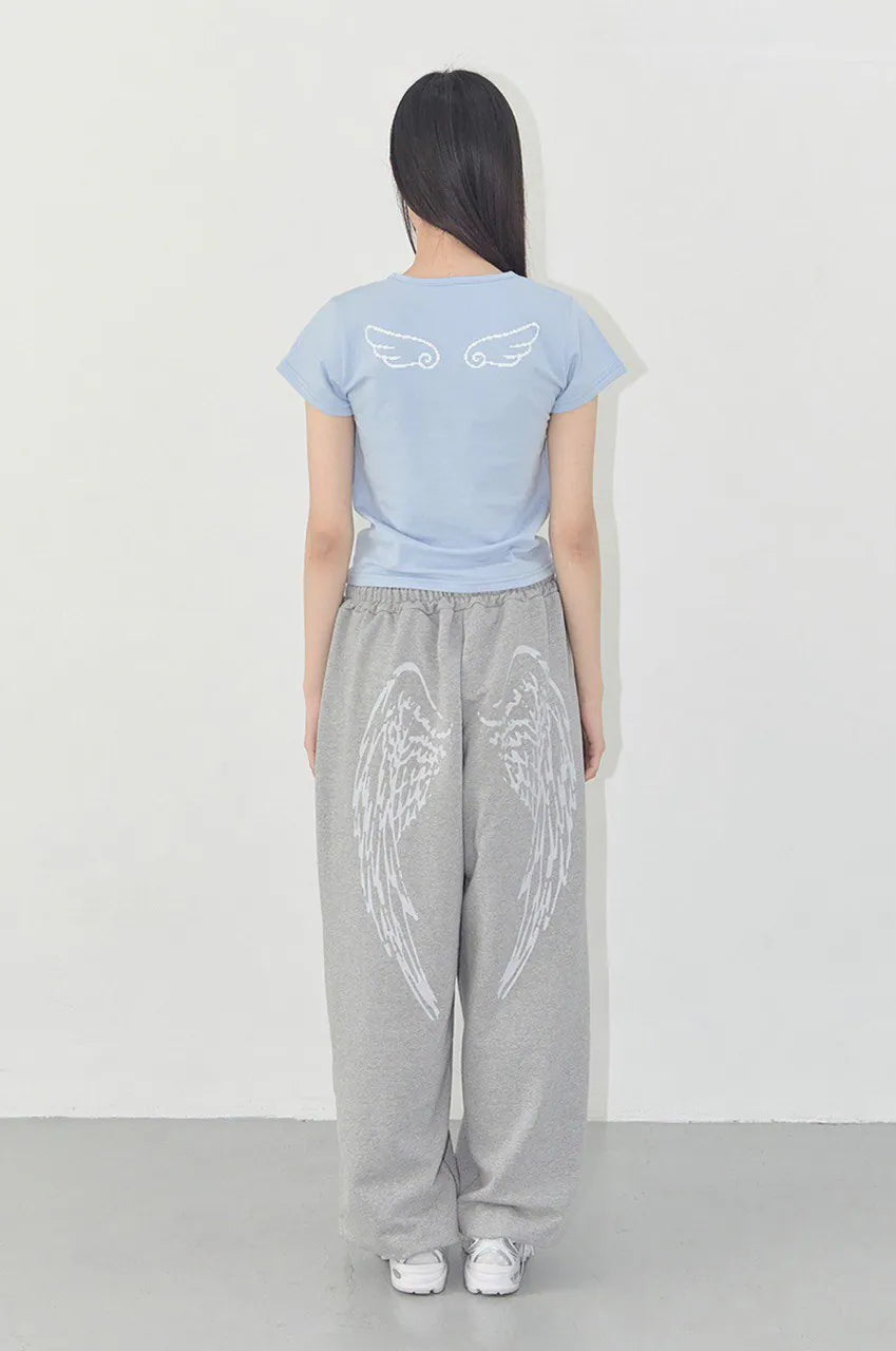 【Fancy Club】 ANGEL VINTAGE SWEATPANTS [Black / Blue / Gray / Pink]