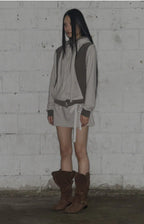 【Fancy Club】DYE-WASH TIE SKIRT [Brown]