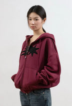【niceghostclub】3STAR APPLIQUE HOODIE ZIP UP [NAVY / WHITE / BURGUNDY]