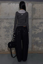 【Fancy Club】SHIRT LAYERED LONG SLEEVE [Gray / Black / Charcoal]