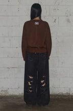 【Fancy Club】 WASHED DAMAGE DENIM PANTS [Black / Gray]
