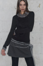 【Fancy Club】SHIRT LAYERED LONG SLEEVE [Gray / Black / Charcoal]