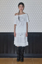 【Fancy Club】SHUSHU FRILL BLACK MIDI SKIRT [Black / White]