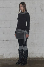 【Fancy Club】SHIRT LAYERED LONG SLEEVE [Gray / Black / Charcoal]
