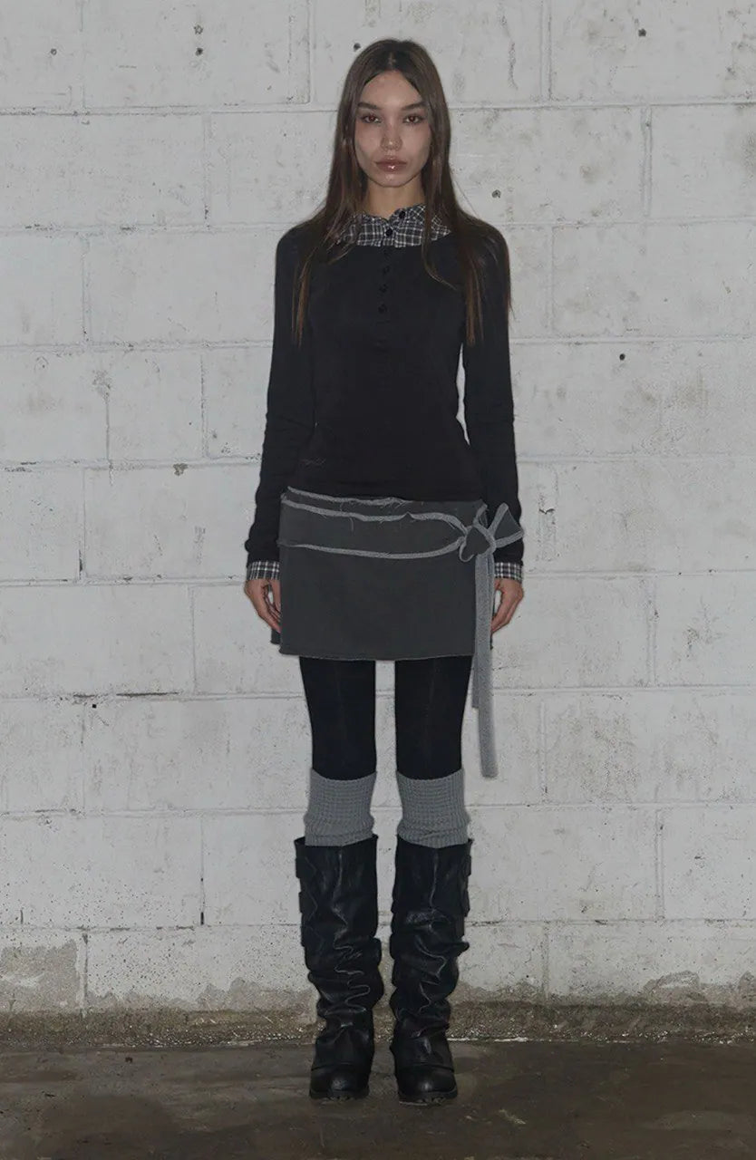 【Fancy Club】SHIRT LAYERED LONG SLEEVE [Gray / Black / Charcoal]