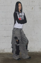 【Fancy Club】 WASHED DAMAGE DENIM PANTS [Black / Gray]