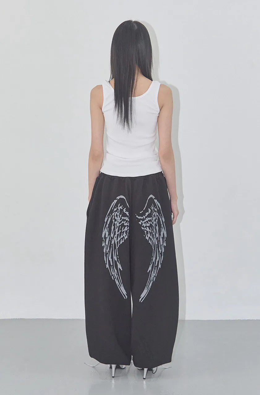 【Fancy Club】 ANGEL VINTAGE SWEATPANTS [Black / Blue / Gray / Pink]