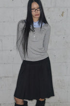 【Fancy Club】SHIRT LAYERED LONG SLEEVE [Gray / Black / Charcoal]