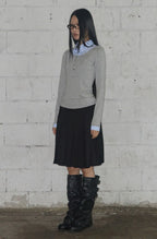 【Fancy Club】SHIRT LAYERED LONG SLEEVE [Gray / Black / Charcoal]