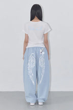【Fancy Club】 ANGEL VINTAGE SWEATPANTS [Black / Blue / Gray / Pink]