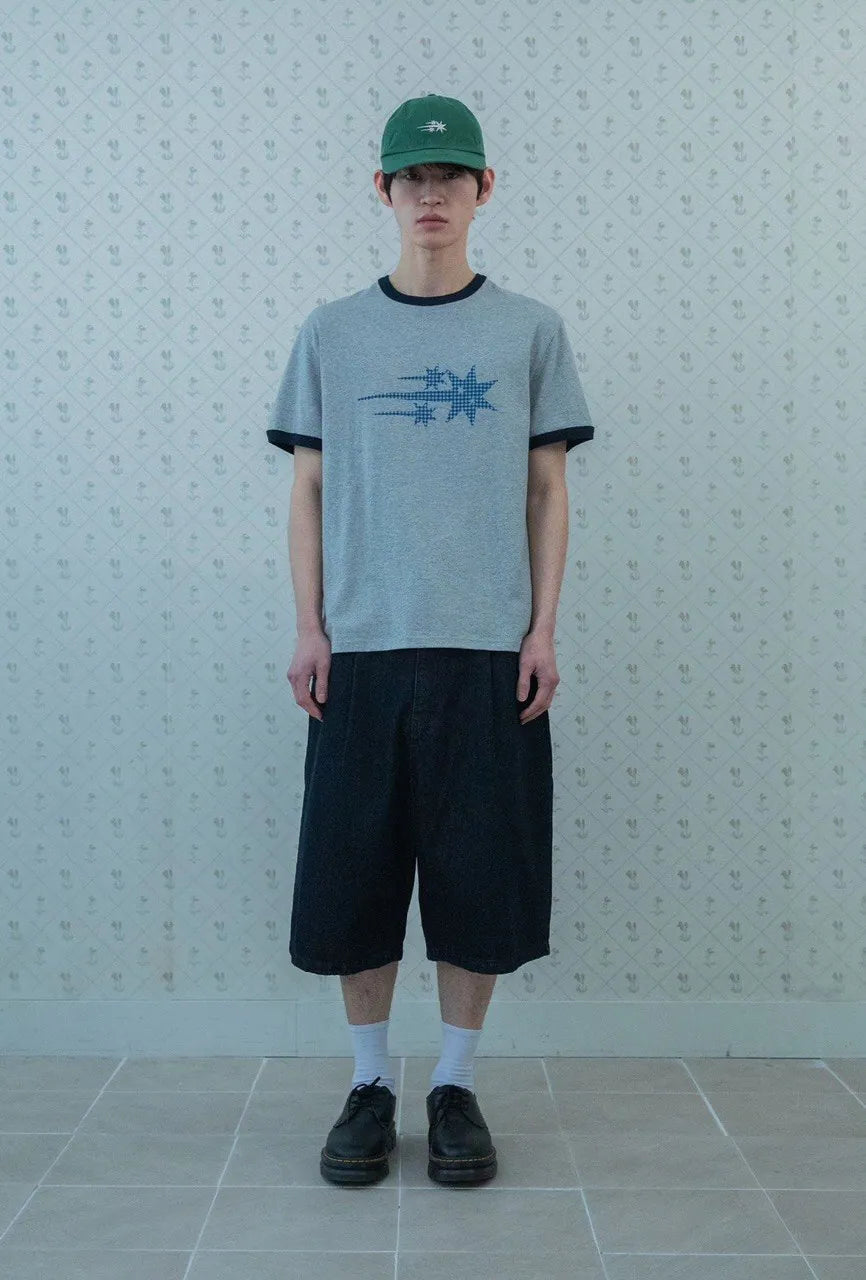 【niceghostclub】  check 3star basic ringer tee [ cream / yellow / charcoal / gray ]