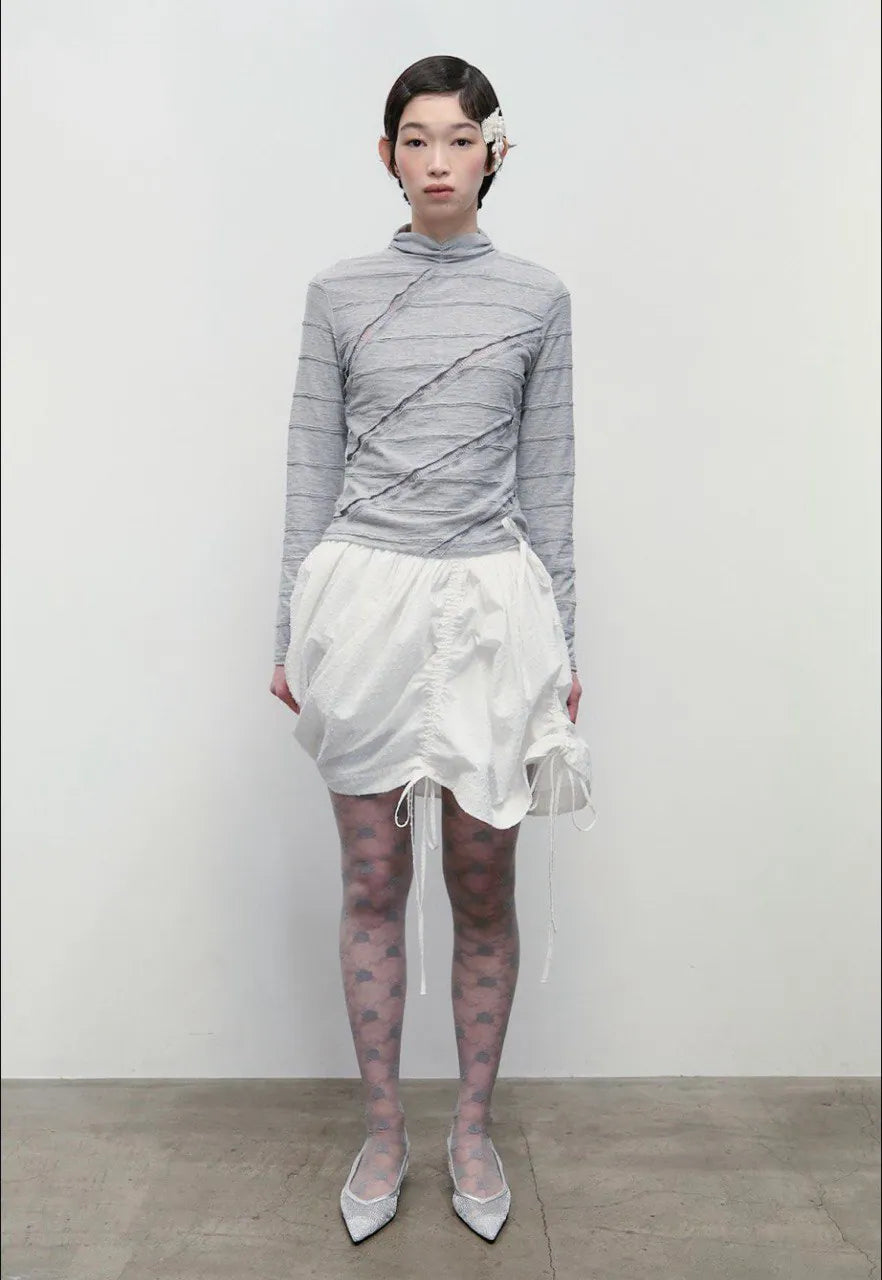 【typeservice】Lettuce Stitch Roll Neck Top [Gray]