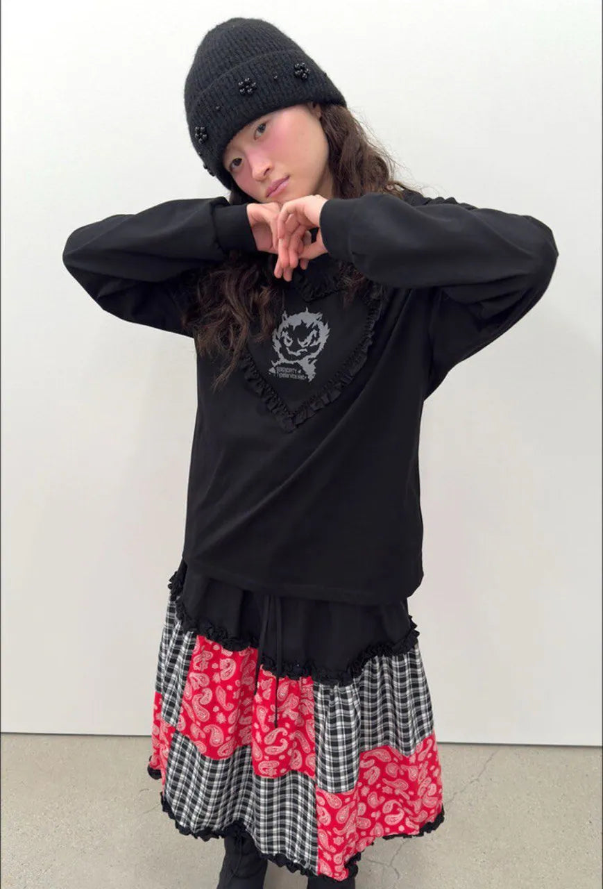 【typeservice】Edge Heart Top [Black / White]