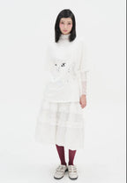 【typeservice】 Layered Volume Lace Skirt [White / Black]