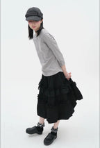 【typeservice】 Layered Volume Lace Skirt [White / Black]
