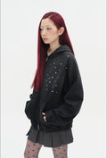 【typeservice】Hotfix Washed Raglan Zip Hoodie [Black]