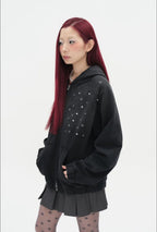 【typeservice】Hotfix Washed Raglan Zip Hoodie [Black]