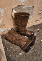 【NEGATIVETHREE】Slouchy Long Boots [Brown / Black]
