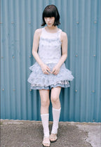 【typeservice】Mesh Ruffled Layered Dress [Yellow / Blue]