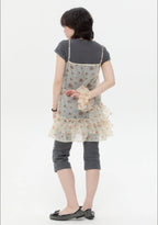 【typeservice】Mesh Ruffled Layered Dress [Yellow / Blue]
