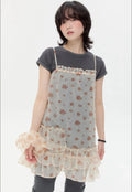 【typeservice】Mesh Ruffled Layered Dress [Yellow / Blue]