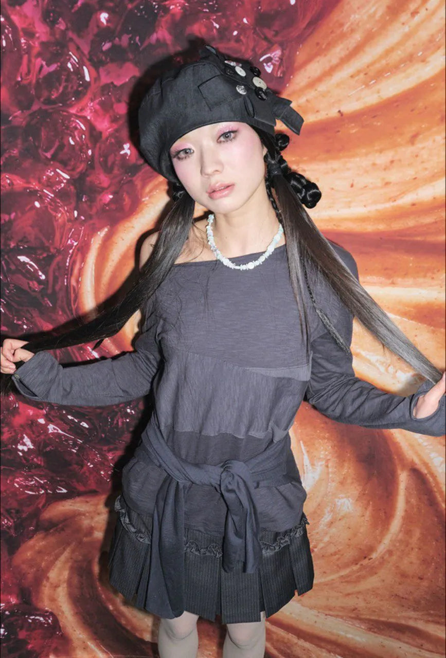 【typeservice】Panel Mesh Top [Charcoal]