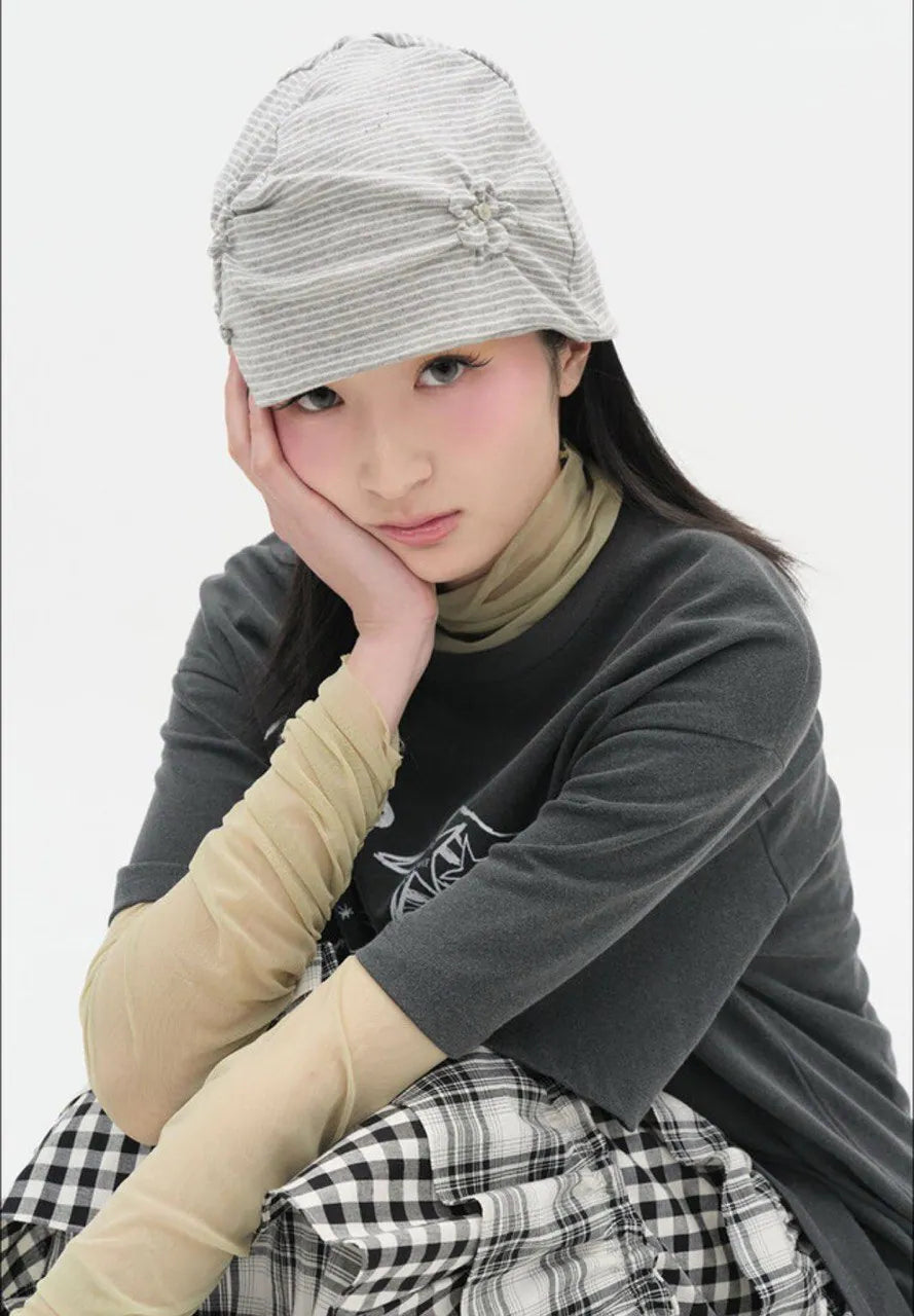【typeservice】Flower Button Beanie [Gray]