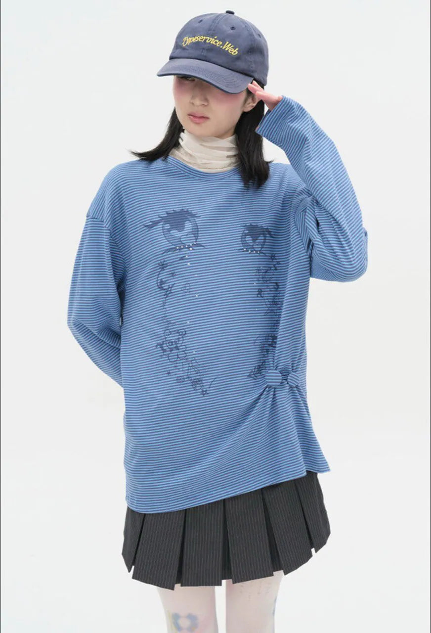 【typeservice】Cry Eyes Ruched Stripe Top [Blue / Yellow]