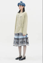 【typeservice】Cry Eyes Ruched Stripe Top [Blue / Yellow]