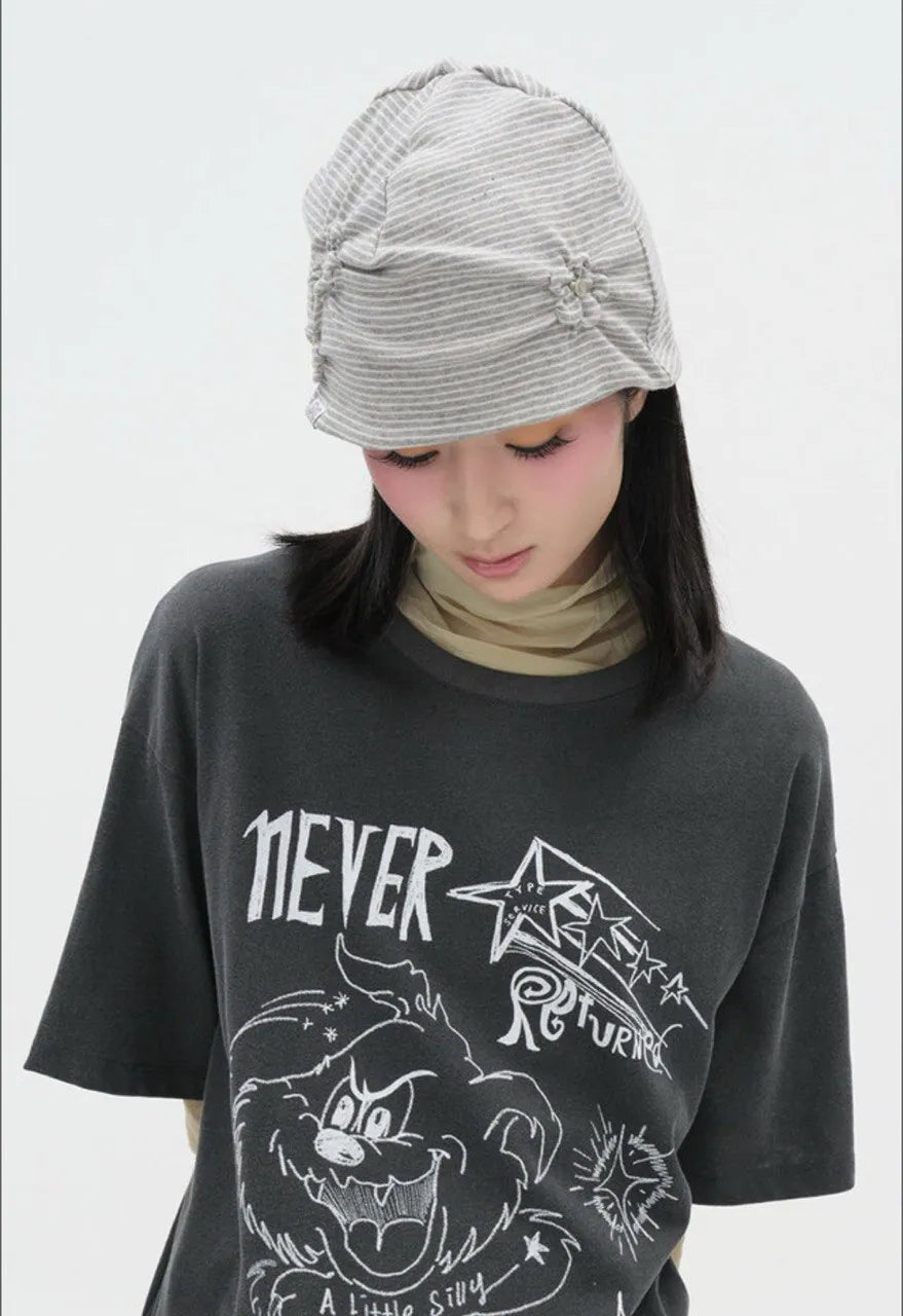 【typeservice】Flower Button Beanie [Gray]