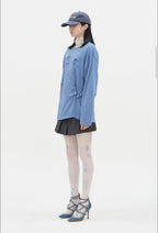 【typeservice】Cry Eyes Ruched Stripe Top [Blue / Yellow]