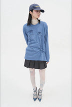 【typeservice】Cry Eyes Ruched Stripe Top [Blue / Yellow]