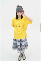 【typeservice】Scattered Ruched Top [Yellow / Charcoal / White]